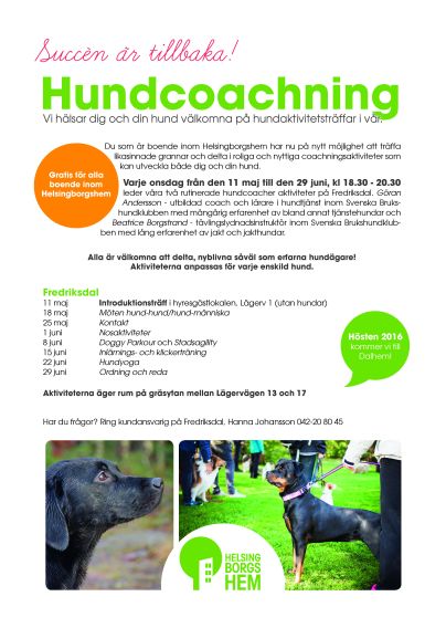hundcoachning Fredriksdal 2016
